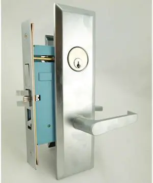 Maxtech (Marks New Yorker 7NY92A/26D Like) 1033BFL26DR Right Hand Heavy Duty Satin Chrome Mortise Entry Screwless Lever Lockset Thru Bolted, 2-3/4" Lock Set