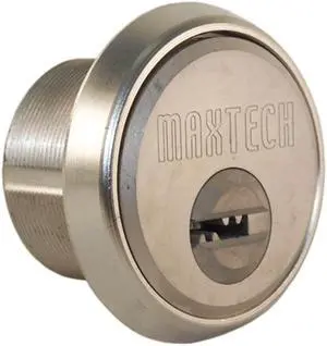 Maxtech Lock (Like MUL-T-LOCK), Solid Brass Replacement 1" Mortise Cylinder Lock, Satin Nickel US32D, HIGH SECURITY, 006 KEYWAY