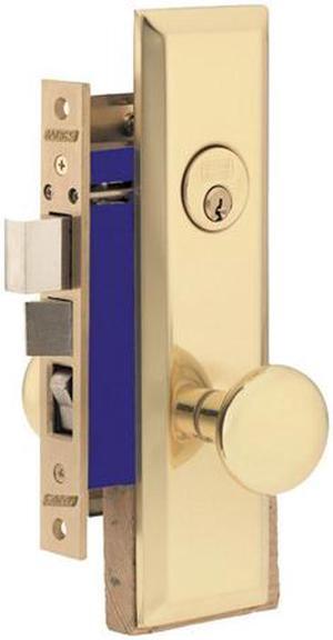 Marks Metro 114A/3-X Brass Right Hand Mortise Entry, Thru Bolted Lockset with 1-1/4" x 8" Wide Face Plate Lock Set