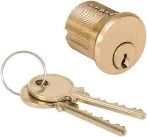 TSS 1755 (Like Medeco 10-0500) Satin Brass Replacement 1-1/4" Solid Mortise Cylinder With Yale Standard Cam High Security 00 Original Keyway