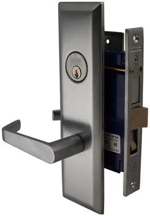 Marks New Yorker 9NY92A/26D, Satin Chrome Left Hand Mortise Entry Lock Set, Screwless Lever Thru-Bolted Lockset