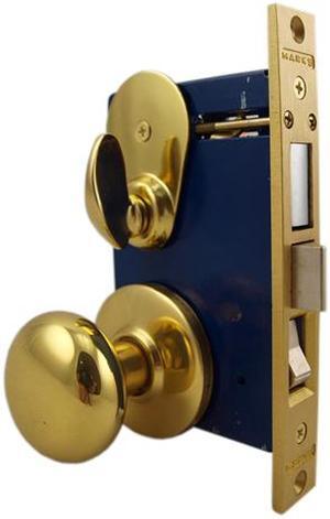 Marks 22F/3-W-RH Polished Brass US3 F Function Right Hand Single Cylinder Ornamental Iron Knob Rose Mortise Panic Proof Dormitory Lockset With Thumb Turn