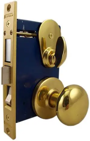 Marks 22F/3-W-LH Polished Brass US3 F Function Left Hand Single Cylinder Ornamental Iron Knob Rose Mortise Panic Proof Dormitory Lockset With Thumb Turn