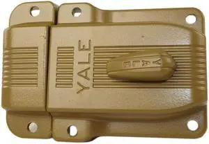 Yale Security, 112, Sprayed Bronze, Single Cylinder Heavy Duty Rim Lock For Large Deadbolt Latchbolt Standard Angle Strike