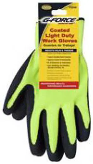 G-FORCE CONTRACTOR TOUGH BG-350 Black Coated Hi-Visibilty Knit Work Gloves Light Duty Weight