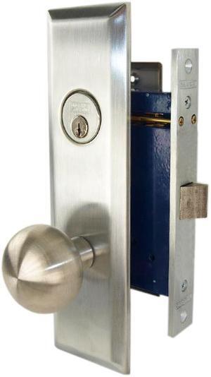 Marks New Yorker 9NY10DW/26D, Satin Chrome Left Hand Mortise Lock Knob Vestibule Function Always Locked Storeroom Latch Only Lockset, Screwless Knobs Thru Bolted Lock Set