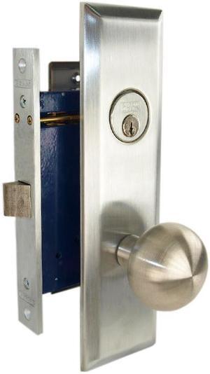 Marks New Yorker 9NY10DW/26D, Satin Chrome Right Hand Mortise Lock Knob Vestibule Function Always Locked Storeroom Latch Only Lockset, Screwless Knobs Thru Bolted Lock Set