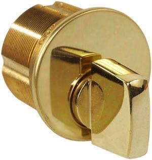 Ilco 7161TK2-03 Polished Brass US3 Solid Brass Replacement 1" Mortise Turn Knob Cylinder Lock
