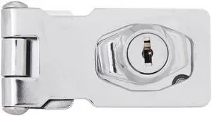 Tuff Stuff, 3525, 2-1/2" Polished Chrome Key Cylinder Keyed Hasp Lock