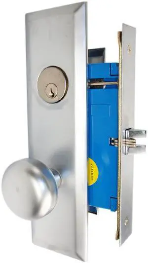 Maxtech (Like Marks New Yorker 7NY10DW/26D) Satin Chrome Right Hand Heavy Duty Mortise Lock Knob Vestibule Function Always Locked Storeroom Latch Only 2-3/4" Lock Set, Screwless Knobs Thru Bolted Lock