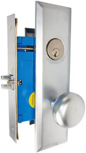 Maxtech (Like Marks New Yorker 7NY10DW/26D) Satin Chrome Right Hand Heavy Duty Mortise Lock Knob Vestibule Function Always Locked Storeroom Latch Only 2-3/4" Lock Set, Screwless Knobs Thru Bolted Lock