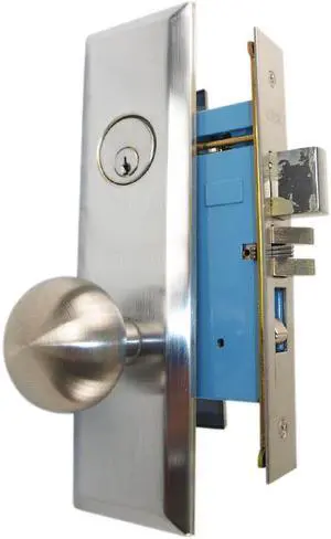 Marks New Yorker 7NY10A/26D, Satin Chrome Left Hand Mortise Entry Lock Set, Screwless Knobs Thru-Bolted Lockset