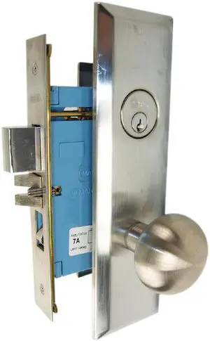 Marks New Yorker 7NY10A/26D, Satin Chrome Right Hand Mortise Entry Lock Set, Screwless Knobs Thru-Bolted Lockset