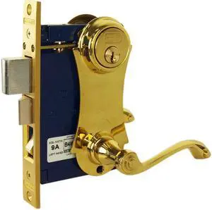 Marks 9215AC/3-W-RHR Polished Brass US3 Right Hand Reverse Ornamental Unilock Lever Plate Mortise Entry Double Cylinder Lock Set For Iron Gate Door (This Is For Out-Swinging Doors)