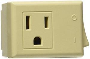 Leviton, 1470-I, Ivory, 15 Amp 125 Volt AC 3 Wire Grounded Switch Tap with On / Off Button