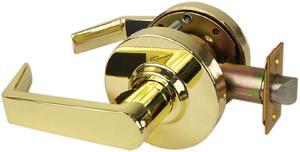 Em-D-Kay TSSL20003 Polished Brass US3 Passage Hall & Closet Grade 2 Commercial Cylindrical ADA Angled Lever Lockset