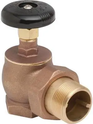 WAL-RICH 0408006 1-1/2" Brass Radiator Steam Angled Valve with Ground Joint Union Tailpiece and Nut - IPS