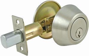 Ultra Hardware, 43740, Stainless Steel Finish, Grade 2 Heavy Duty Single Cylinder Commercial Deadbolt Lock 2-3/4" Backset Latch Square Bolt, SC4 Keyway