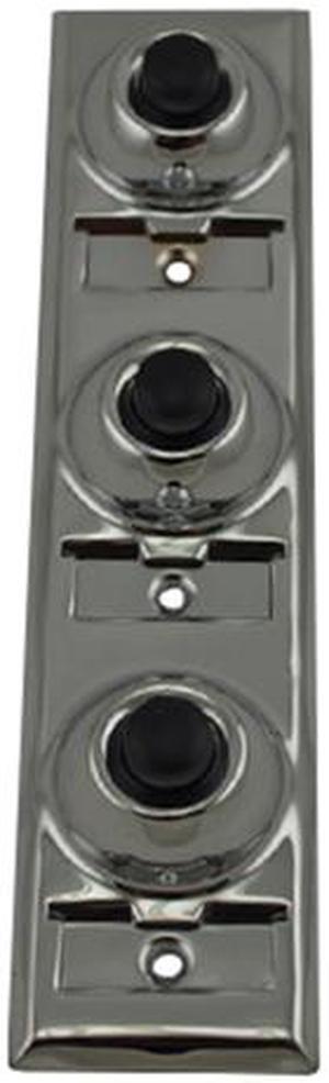 Lee Electric BC208C Chrome Wired Classic 3 Gang Family Unlighted Push Button, With Black Button For Bell