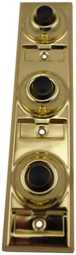 Lee Electric BC208B Brass Wired Classic 3 Gang Family Unlighted Push Button With Black Button For Bell
