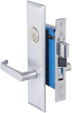 Em-D-Kay (Like Marks Metro 116A/26D) 7114RDC Satin Chrome 26D, Right Hand Entrance, Heavy Duty Mortise Entry Screwless Lever Handle Lockset Thru Bolted, 2-1/2" Backset