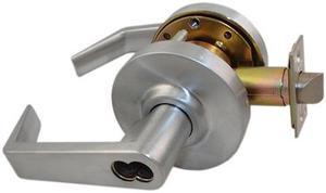 Maxtech LKLE13011C-US26D Satin Chrome US26D Entry Entrance Interchangable (IC) Core Grade 2 Commercial Cylindrical ADA Angled Lever Lockset (CORE SOLD SEPERATELY)
