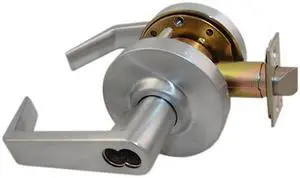 Maxtech LKLE13014C-US26D Satin Chrome US26D Always Locked Vestibule Storeroom Interchangable (IC) Core Grade 2 Commercial Cylindrical ADA Angled Lever Lockset (CORE SOLD SEPERATELY)