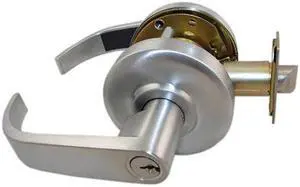 Maxtech, LKLE13015R-26, Satin Chrome US26D, Classroom, Office Vestibule, Passage Always Open OR Storeroom Always Locked, Grade 2 Commercial Cylindrical ADA Curved Lever Lockset