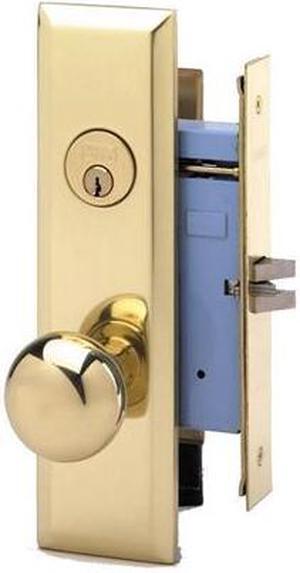 Marks New Yorker 7NY10DW/3, Polished Brass Left Hand Mortise Lock Knob Vestibule Function Always Locked Storeroom Latch Only 2-3/4" Lock Set, Screwless Knobs Thru Bolted Lockset