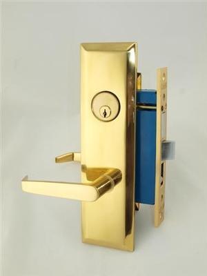 Marks New Yorker 9NY92A/3, Polished Brass Left Hand Mortise Entry Lock Set, Screwless Lever Thru-Bolted Lockset