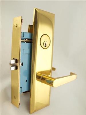 Marks New Yorker 7NY92DW/3, Polished Brass Right Hand Mortise Lock Lever Vestibule Function Always Locked Storeroom Latch Only 2-3/4" Lock Set, Screwless Lever Thru Bolted Lockset