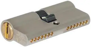 Mul-T-Lock E33C33D-26 Euro Profile Double Cylinder NIckel Satin US26 With Interior Turn Knob And High Security 006 Keyway