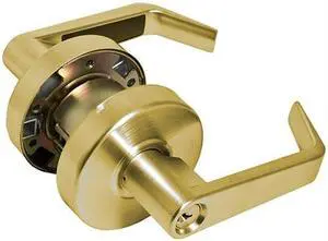 Em-D-Kay TSSL40003 Polished Brass US3 Entry Entrance Grade 2 Commercial Cylindrical ADA Angled Lever Lockset