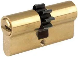 Mul-T-Lock E33G33D-05 Euro Profile Double Cylinder Brass US05 With A Gear An Interior Turn Knob And High Security 006 Keyway