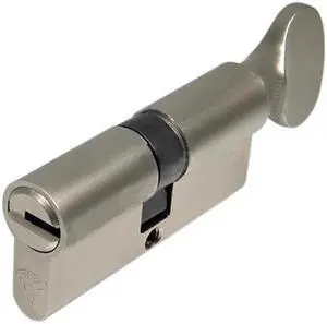 Mul-T-Lock E33C33T-26 Euro Profile Single Cylinder NIckel Satin US26 With Interior Turn Knob And High Security 006 Keyway