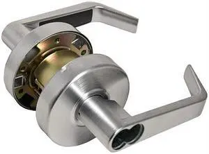 EM-D-KAY L45026IC Satin Chrome US26D Storeroom Interchangeable (IC) Core Grade 2 Commercial Cylindrical ADA Angled Lever Lockset (CORE SOLD SEPARATELY)
