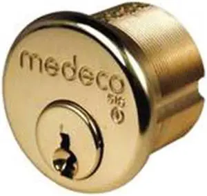 Medeco 10-5300-605-00 Bright Brass 1-5/8" Mortise Cylinder With 6 Pin Tumbler