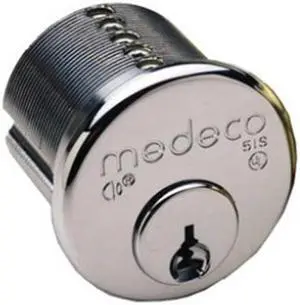 Medeco 10-5500-626-00 Satin Chrome 2" Mortise Cylinder With 6 Pin Tumbler
