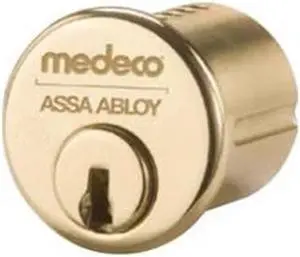 Medeco 10-0200-605-00 Bright Brass Replacement 1-1/8" Solid Brass Mortise Cylinder With Yale Standard Cam, High Security 00 Original Keyway