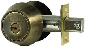 Mul-T-Lock HD2-09 Antique Brass Grade 1 Hercular Double Cylinder Deadbolt, With Key On Both Sides, High Security Original 006 Keyway