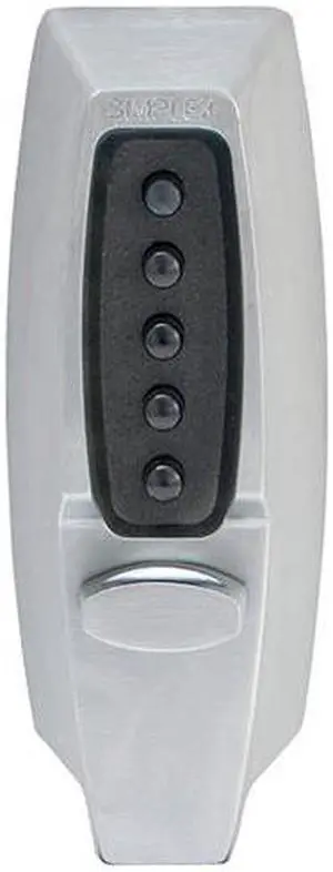 Simplex 7108-26D Satin Chrome Mechanical Pushbutton Combination Lock With Tubular Deadbolt And 2-3/8" Backset (NO KEY)