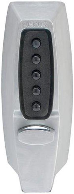 Simplex 7104-26D Satin Chrome Mechanical Pushbutton Combination Lock With Deadlocking Latch With A 2-3/8" - 2-3/4" Backset (NO KEY)