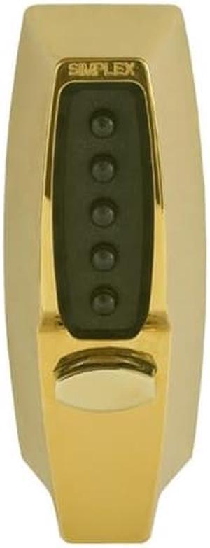Simplex 7104-03 Bright Brass Mechanical Pushbutton Combination Lock With Deadlocking Latch With A 2-3/8" - 2-3/4" Backset (NO KEY)