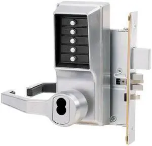 Simplex 8148B-LH-26D Satin Chrome US26D Heavy Duty Mechanical Pushbutton Mortise Left Hand Lever Lock With Key Overide For SFIC Best And Equivalent Cores (Core Sold Separately)