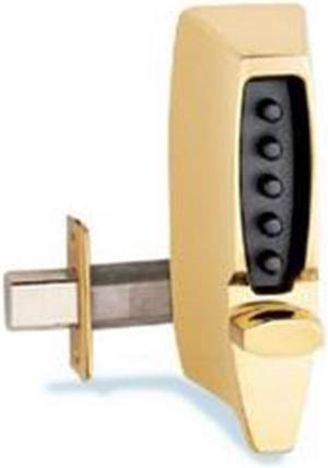 Simplex 7108-03 Bright Brass Mechanical Pushbutton Combination Lock With Tubular Deadbolt And 2-3/8" Backset (NO KEY)