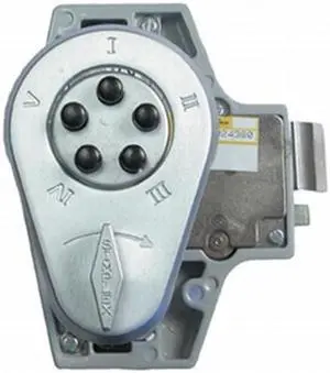 Simplex 919-1-26D Satin Chrome US26D Heavy Duty Mechanical Pushbutton Combination Lock With 5/8" Deadlocking Spring Latch And Flat Strike (No Key)