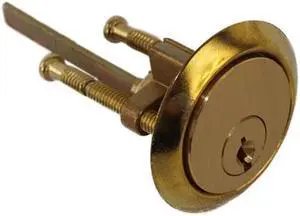Tuff Stuff 100B Polished Brass US3 Finish Brass Replacement 1-1/16" Rim Solid Cylinder Lock With Segal SE1 Keyway