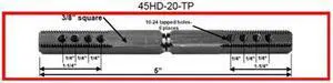 Progressive 45HD-20-TP Steel Heavy Duty Replacement Swivel Spindle 3/8" Square x 5" Long Threaded 1/2-20 TPI With Tapped Holes On Both Sides