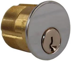 ILCO 7185SC1-26 US26 Polished Chrome Solid Brass Replacement 1-1/8" Mortise Cylinder Lock, Schlage Keyway