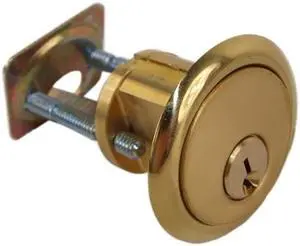 Maxtech R116KW-03 Polished Brass US3 Solid Brass Replacement Rim Cylinder Lock For Doors 1-3/8" - 2-1/4" Thick With Kwikset KW1 Keyway